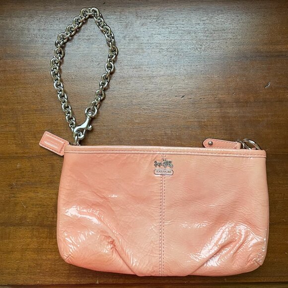 Pink  Coach Wristlet with Chain - Picture 1 of 8
